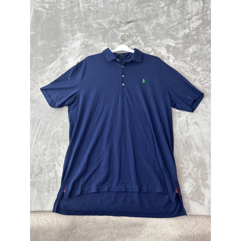 Polo Golf Ralph Lauren Mens XL Navy Blue Stretch Lisle Short Sleeve Polo Shirt